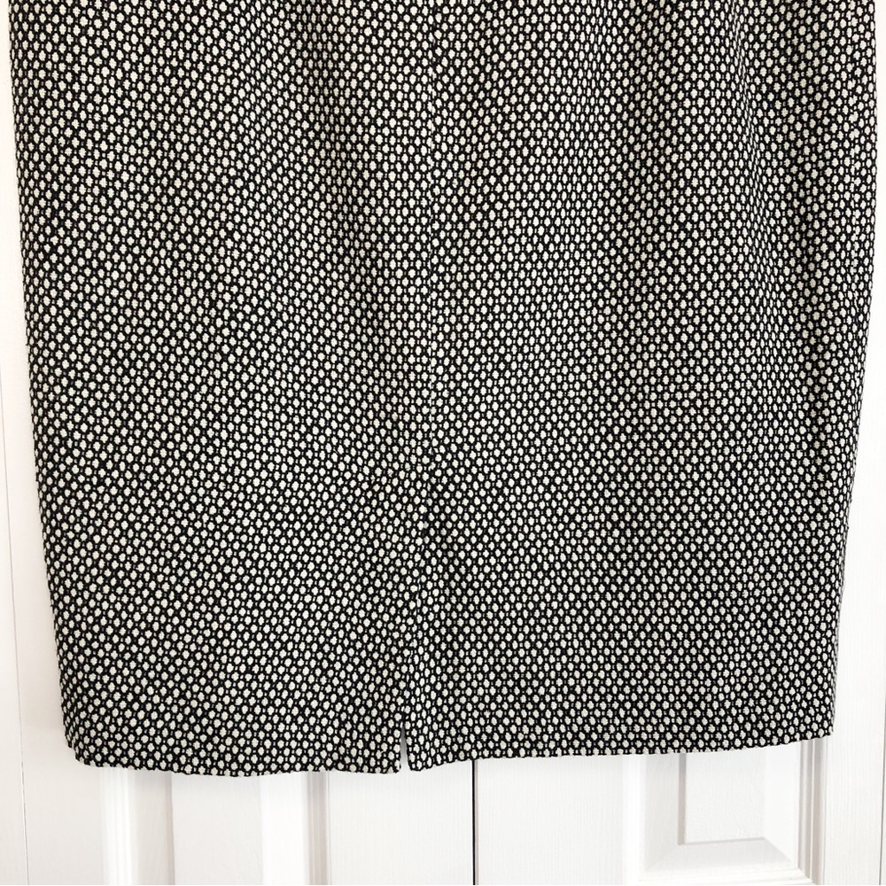 Lord & Taylor Black Ivory Tweed Dot Print Wool Blend Midi Pencil Skirt 16 - Picture 14 of 15